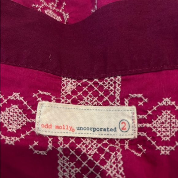 ODD Molly Boho Scandinavian Pink Burgundy Embroidered Dres Tunic 2 or US4-6 - Picture 5 of 11
